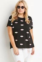 Forever21 Plus Lips Applique Tee