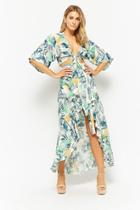 Forever21 Foliage Print Crop Top & Wrap Skirt Set