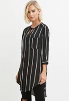 Forever21 High-slit Striped Shirt