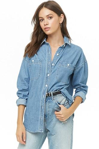 Forever21 Denim Button-front Shirt