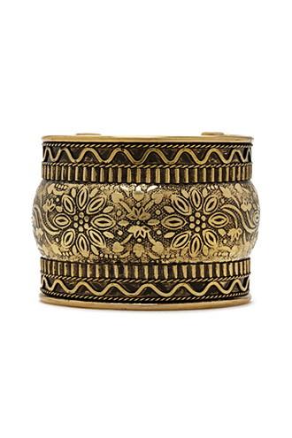 Forever21 Antique Gold Etched Floral Cuff
