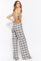 Forever21 Frayed Plaid Palazzo Jumpsuit