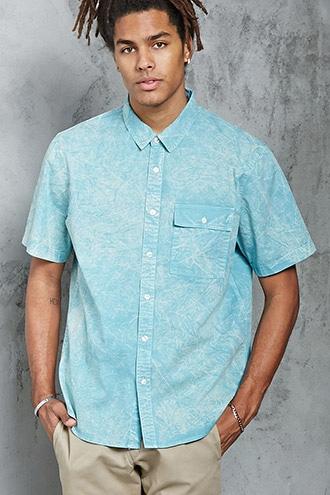 Forever21 Faded Wash Curved Hem Shirt