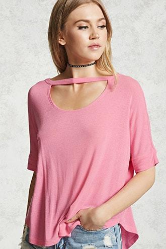 Forever21 Contemporary Cutout Hem Tee