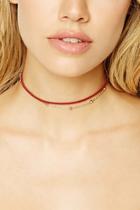 Forever21 Gold & Burgundy Layered Faux Suede Chain Choker