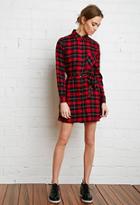 Forever21 Women's  Plaid Flannel Shirt Dress (red/navy)
