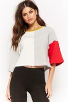 Forever21 Boxy Pattern Colorblock Purl Knit Top