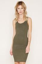 Forever21 Women's  Olive Ribbed Knit Bodycon Dress