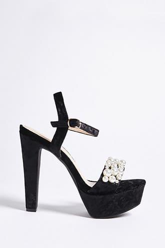 Forever21 Crushed Velvet Faux Pearl High Heels