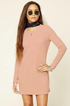 Forever21 Women's  Dusty Pink Ribbed Knit Swing Dress