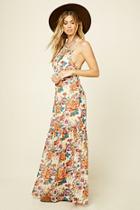 Forever21 Women's  Strappy-back Floral Maxi Dress