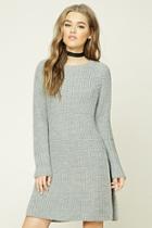 Forever21 Women's  Heather Grey Longline Side-slit Sweater