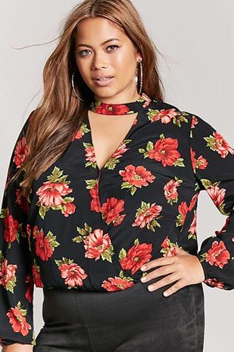 Forever21 Plus Size Floral Surplice Top