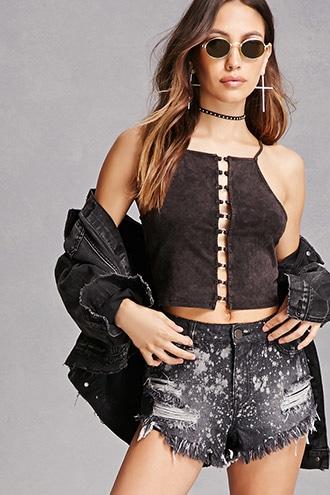 Forever21 Distressed Mid-rise Denim Shorts