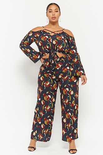 Forever21 Plus Size Floral Print Wide-leg Pants