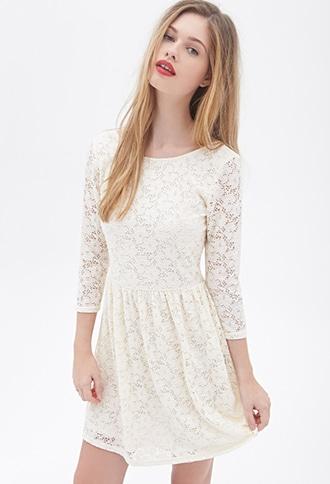 Forever21 Floral Crochet Fit & Flare Dress