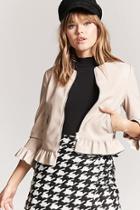 Forever21 Faux Leather Ruffle Trim Jacket