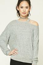 Forever21 Ripped Marled Knit Top