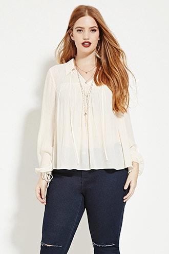 Forever21 Plus Size Self-tie Shirred Top