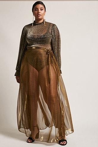 Forever21 Plus Size Metallic Wrap Skirt