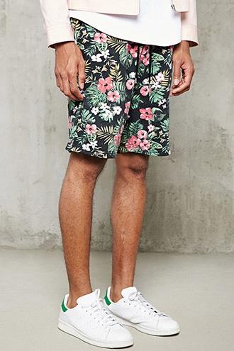 21 Men Men's Tropical Floral Knit Shorts