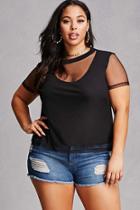 Forever21 Plus Size Mesh Overlay Tee