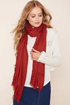 Forever21 Rust Frayed Oblong Scarf