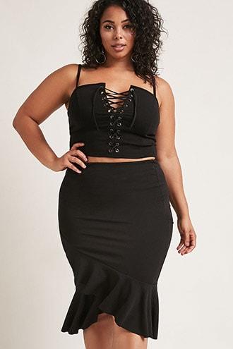 Forever21 Plus Size Flared Midi Skirt