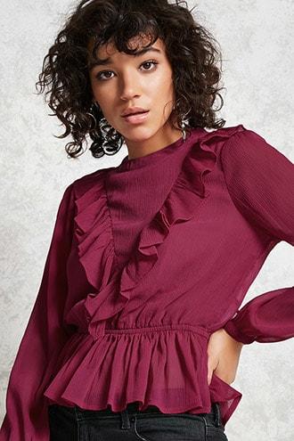 Forever21 Crepe Woven Ruffled Top