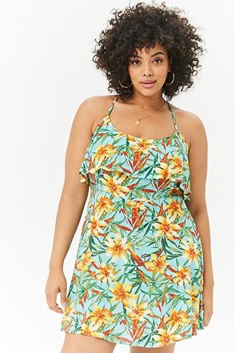 Forever21 Plus Size Crisscross Floral Mini Dress