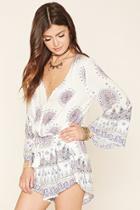 Forever21 Women's  Reverse Ornate Print Romper