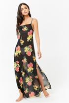 Forever21 Sheer Citrus & Floral Swim Cover-up Maxi Dress