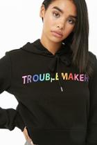 Forever21 Troublemaker Graphic Cropped Hoodie
