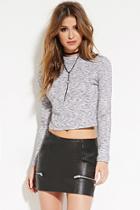 Forever21 Women's  Marled Micro-ribbed Top