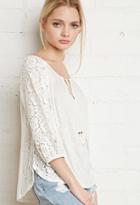 Forever21 Floral Lace-paneled Peasant Blouse