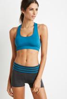 Forever21 Women's  Striped Fold-over Yoga Shorts