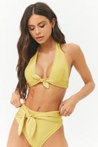 Forever21 Sheeny Tie-front High Waist Bikini Bottoms