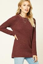 Love21 Women's  Burgundy Contemporary Sweater Tunic