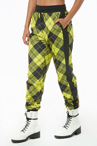 Forever21 Striped-side Plaid Joggers