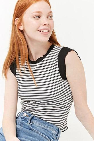 Forever21 Lettuce Edge Stripe Top