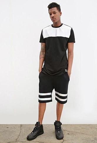 21 Men Leef Paris Holographic-striped Drawstring Shorts