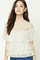 Forever21 Tiered Ruffle Mesh Top