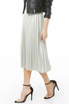 Forever21 Metallic Accordion-pleated Midi Skirt