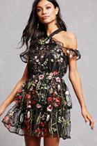 Forever21 Open-shoulder Embroidered Dress