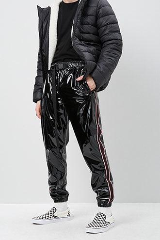 Forever21 Contrast Striped Vinyl Joggers