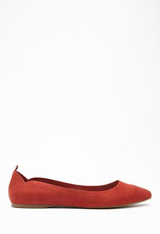 Forever21 Women's  Cutout Faux Suede Flats (rust)