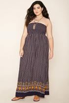 Forever21 Plus Women's  Navy & Rust Plus Size Abstract Maxi Dress