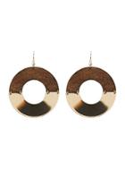 Forever21 Wood & Metallic Hoop Drop Earrings