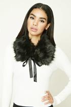 Forever21 Ribbon Tie Faux Fur Scarf