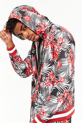 Forever21 Floral Print Zip-up Hoodie